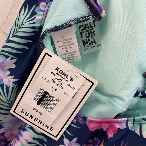 CALIFORNIA Sunshine One Piece Lace Up Swim Suit - Picture 8 of 10